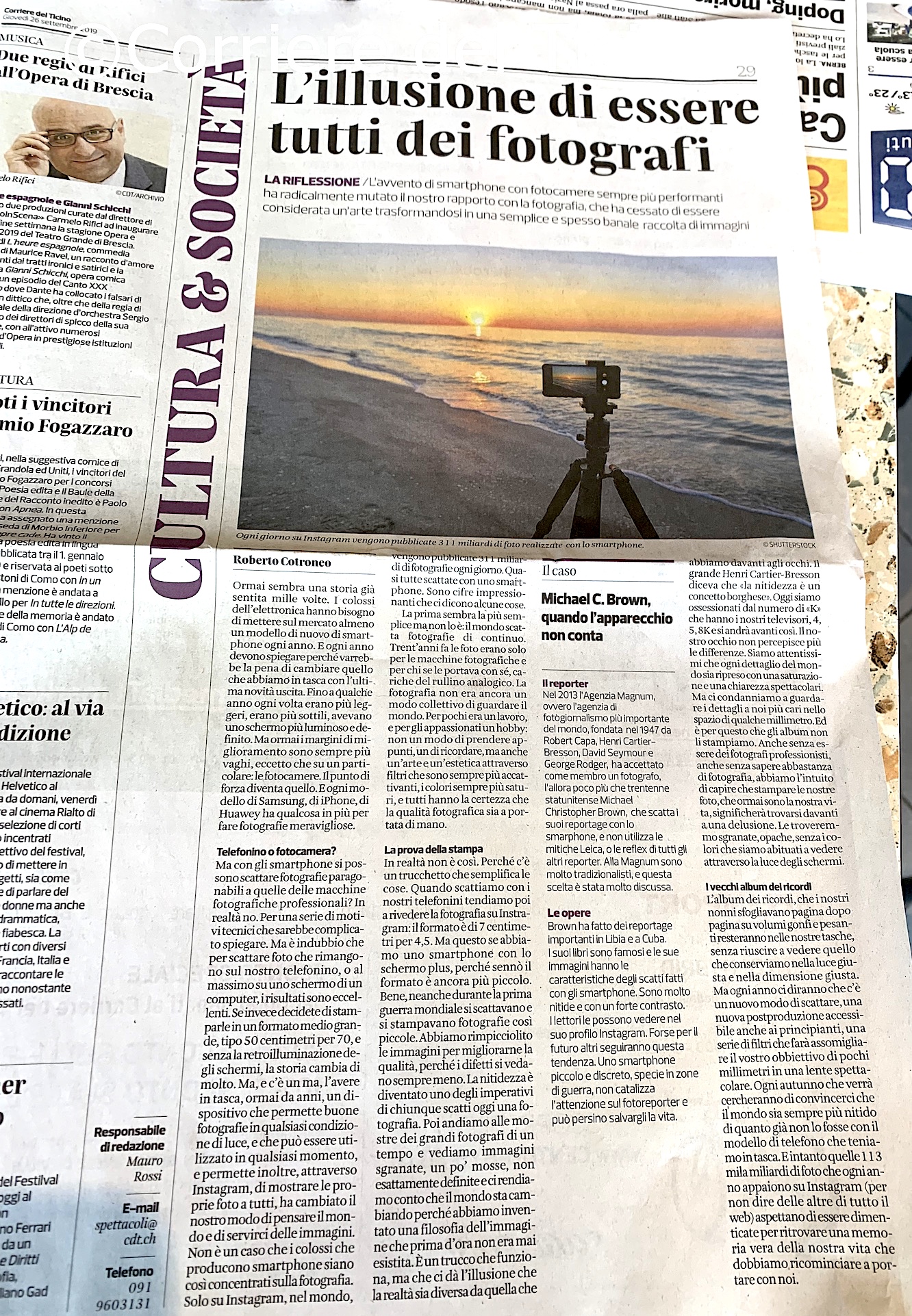 Articolo Corriere del Ticino...