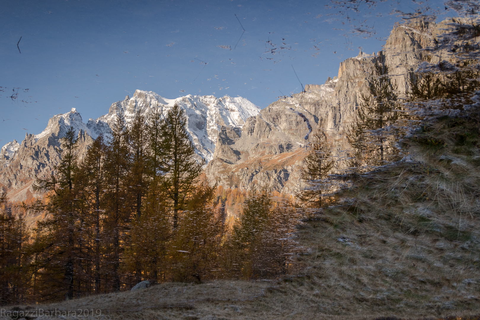 The mountains reflected in the Devero...