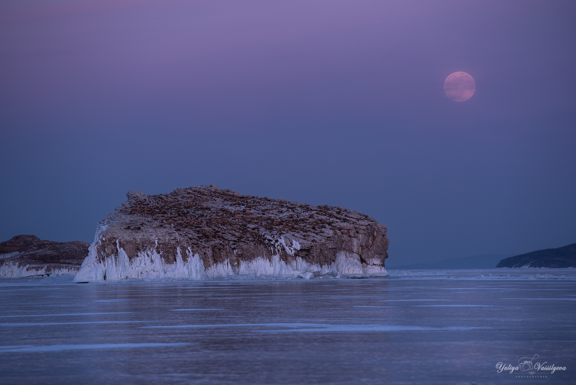 Red moon on Baikal...
