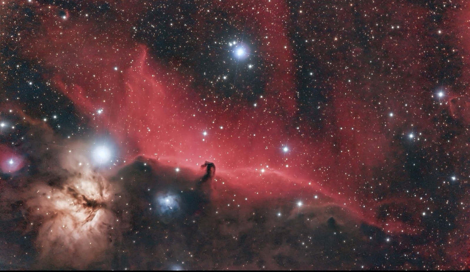 Flame nebula complex and dark horse head. ...