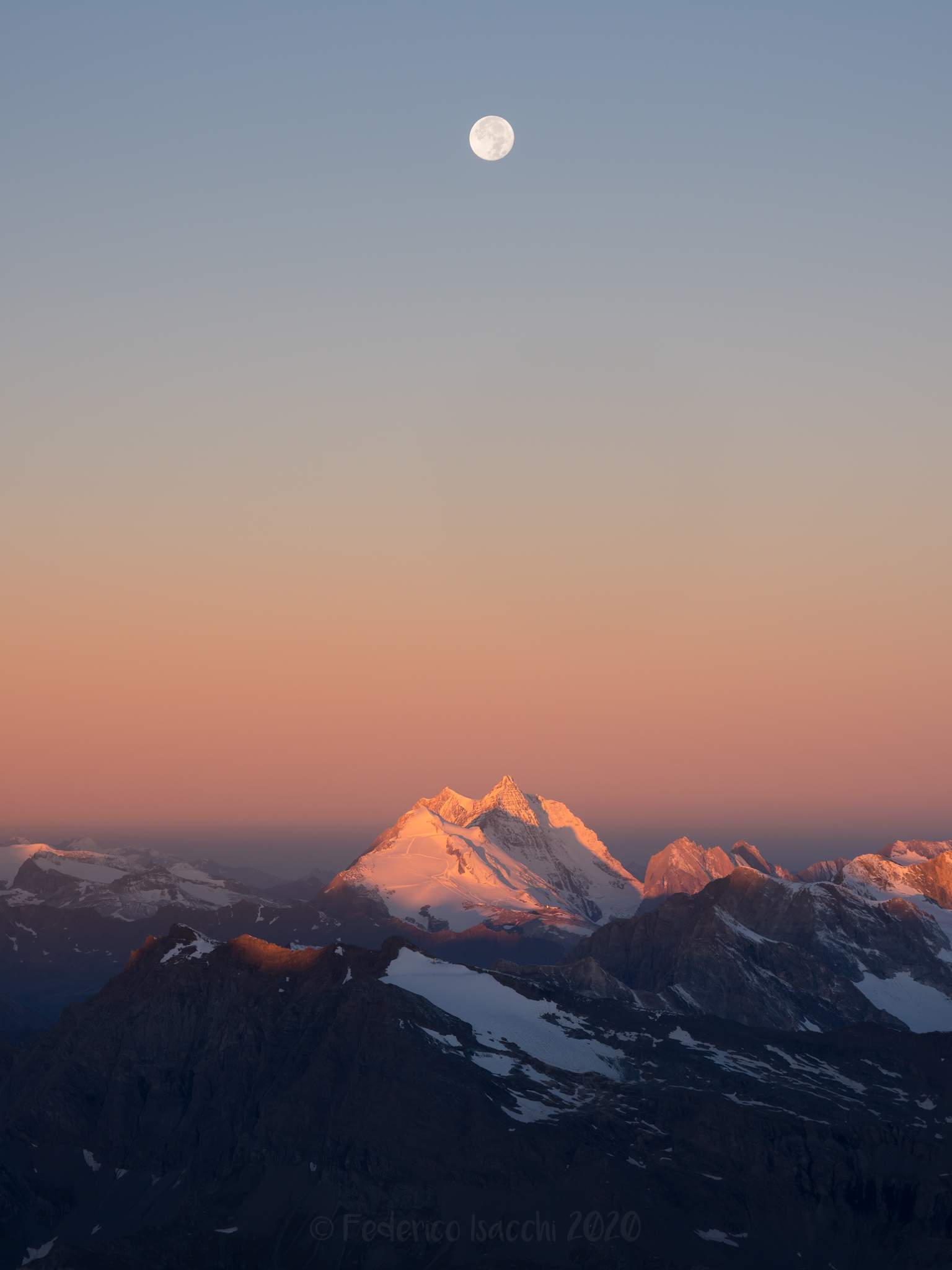 The Moon and the Graie Alps...