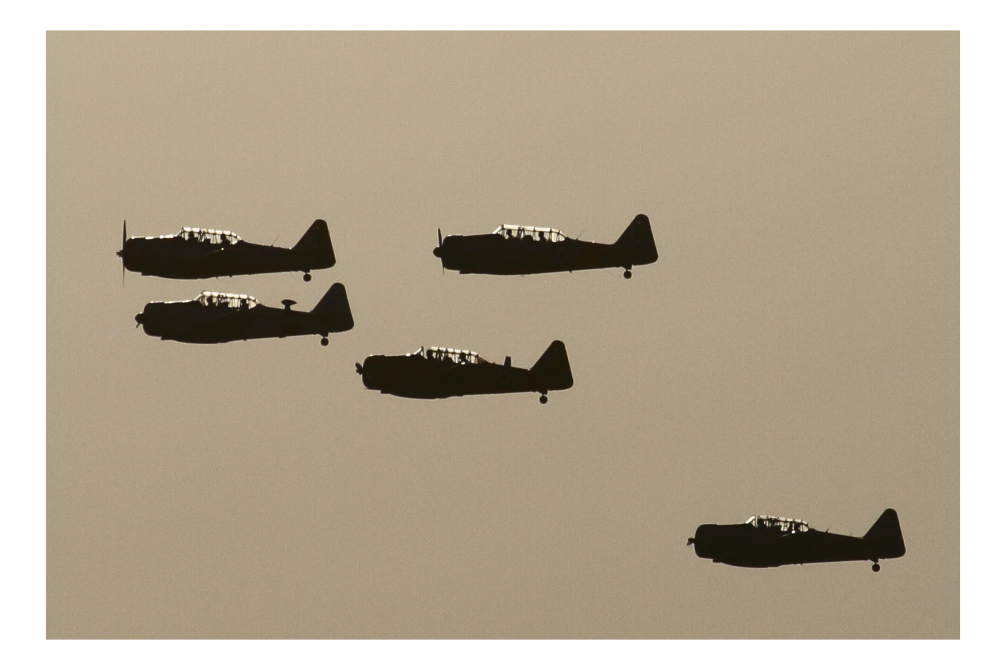 Formation of five North American T-6 Texans...
