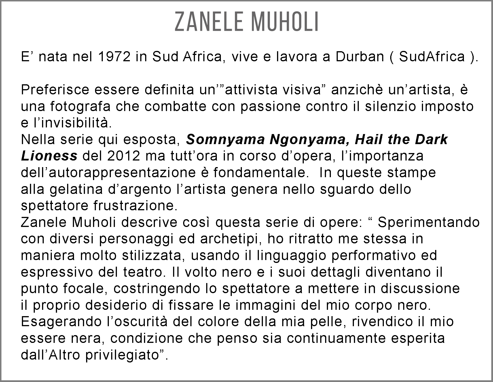 2019 Venezia,58. Esp. Intern. d'Arte/perf.Zanele Muholi...