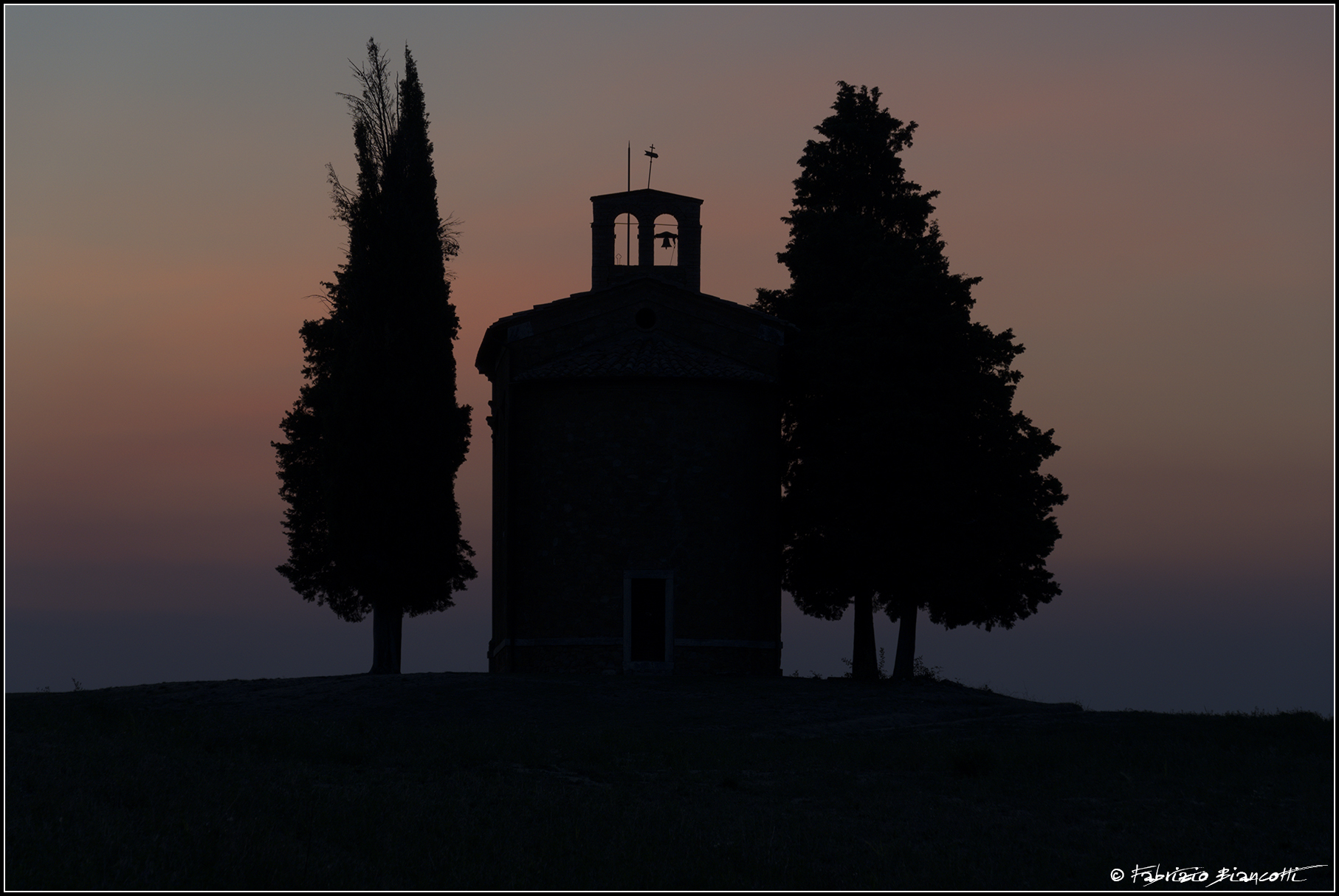 Sunset at the Madonna Chapel of Vitaleta...