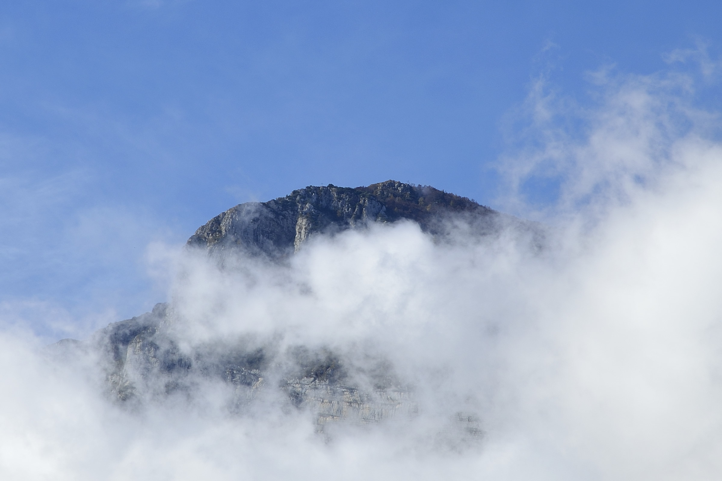 ... in the clouds. Mount Vignola...