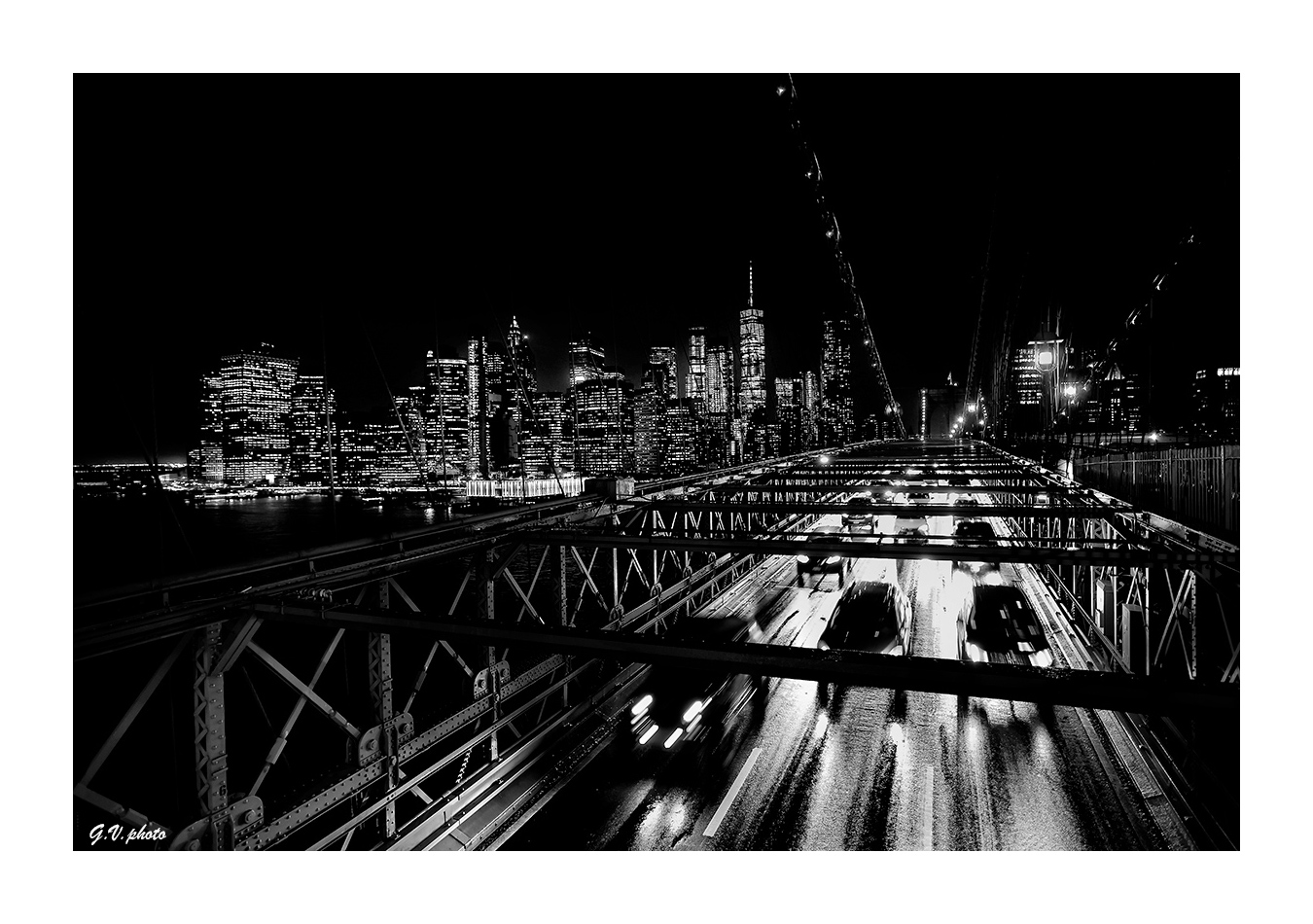 Traffic on the Brooklyn bridge...